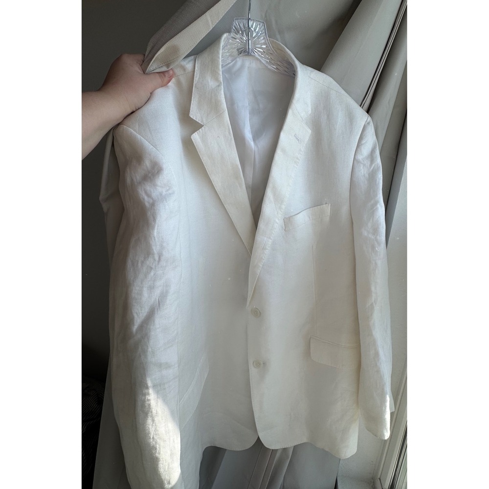 Joseph Abboud White 100% Linen Blazer Sport Coat Mens 50 Long 2-Button Pocket